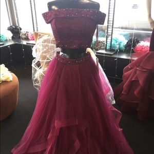Wine red prom dress